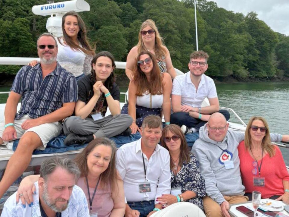 team meeting on boat in cornwall